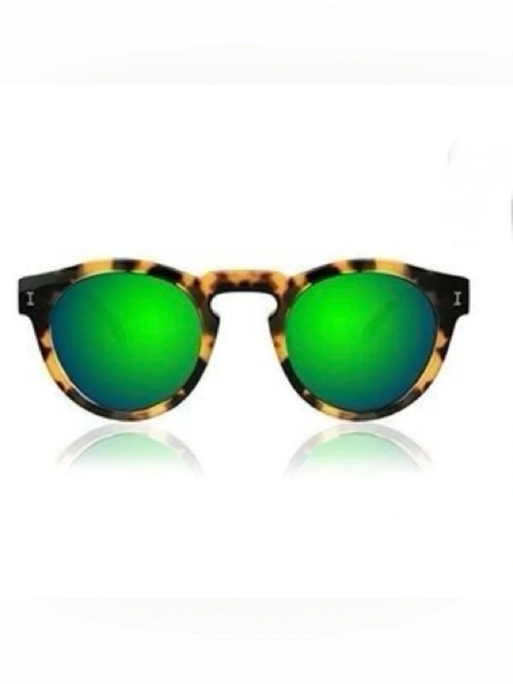 Illesteva Tortoiseshell Sunglasses w/Green Mirrored Lenses w/leather case